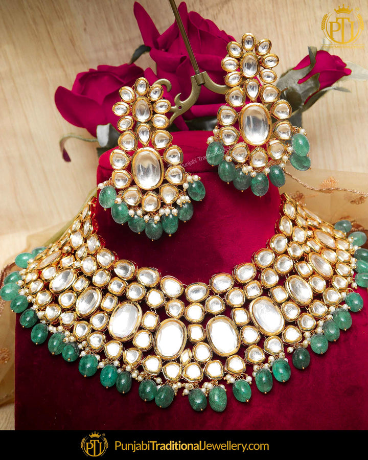 Green Kundan Necklace Set | Punjabi Traditional Jewellery Exclusive