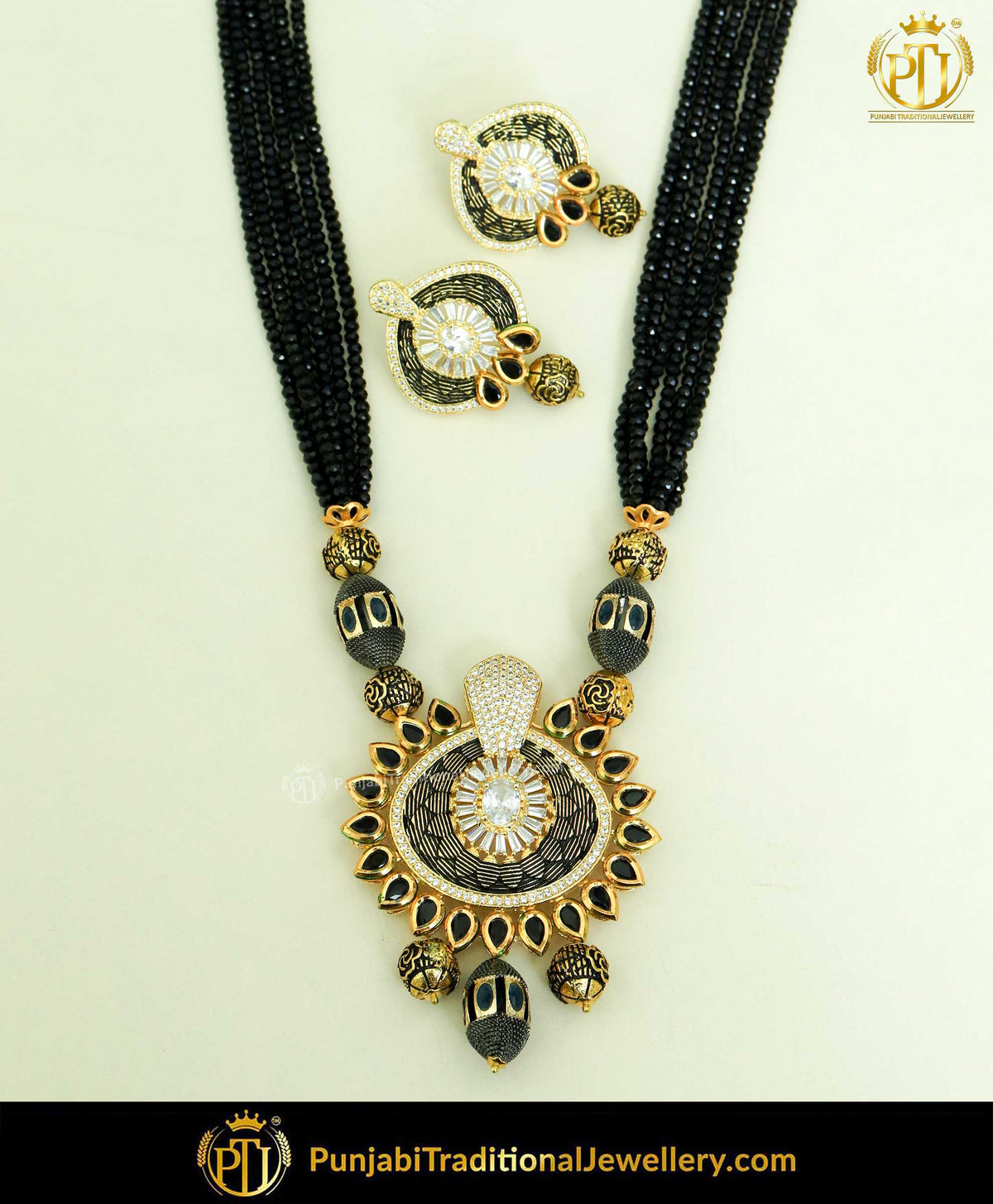 Antique Gold Mugal Pearl Kundan Mala Necklace Set | Punjabi Traditional Jewellery Exclusive