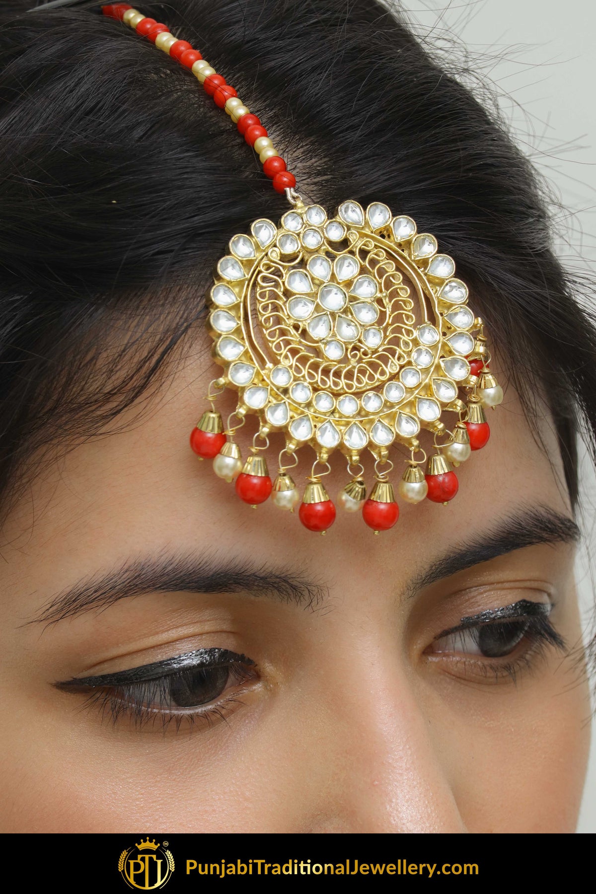 Badriyah Red Kundan Tikka | Punjabi Traditional Jewellery Exclusive