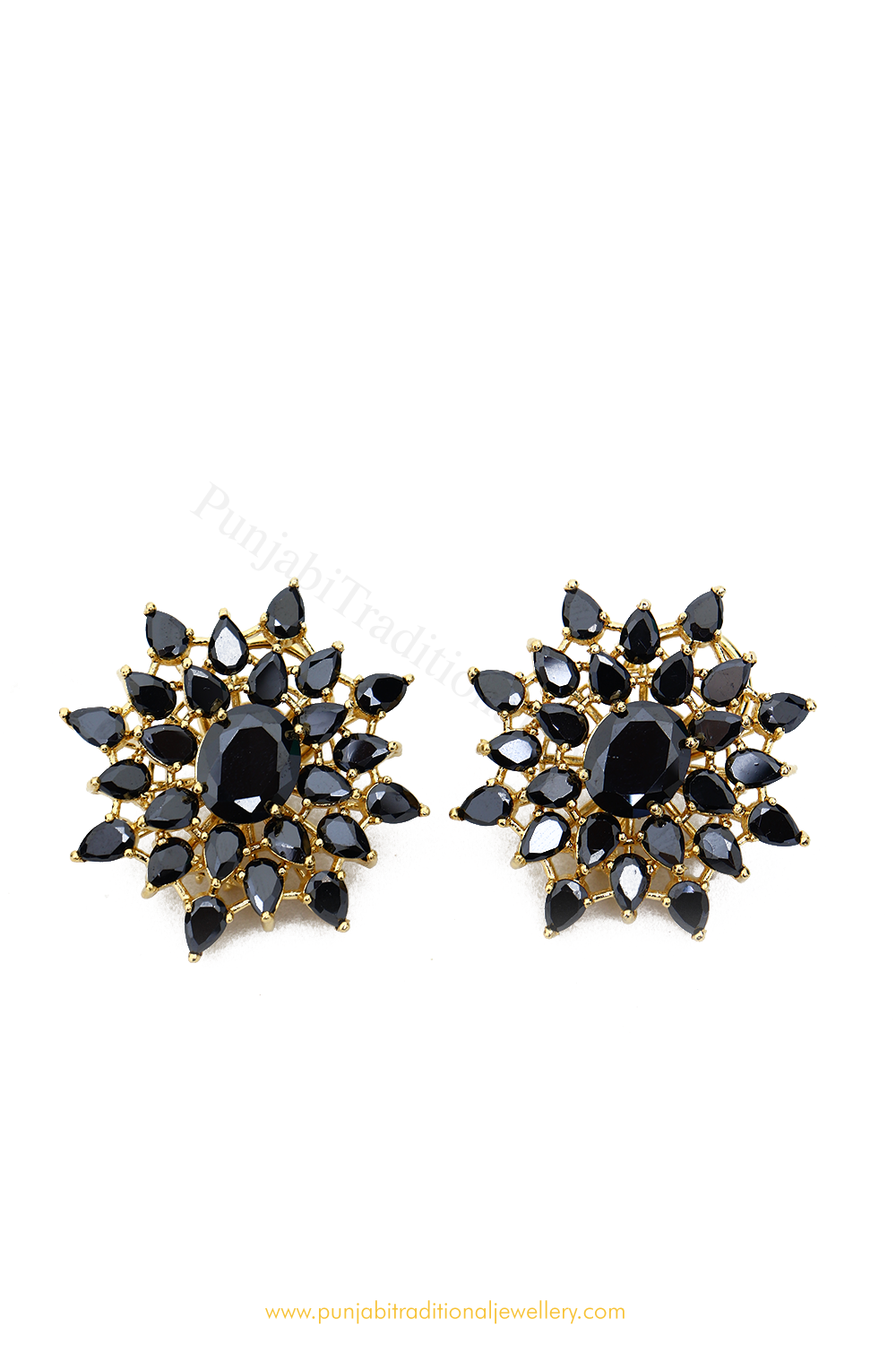 Gold Finished Blue AD Studs By PTJ