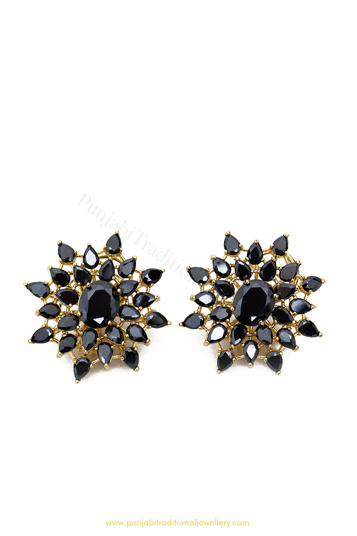 Gold Finished Blue AD Studs By PTJ