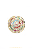 Gold Finished Navratan Jadau Ring By PTJ