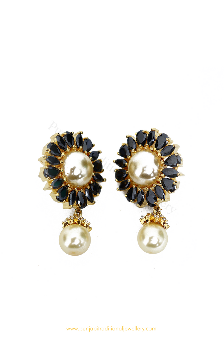 Gold Finished Blue AD Studs By PTJ