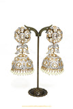 Gold Finished Fusion Kundan Jhumki Earrings by PTJ