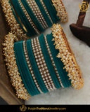 Green Thread Pearl Bangles Set (Both Hand Pair) | Punjabi Traditional Jewellery Exclusive