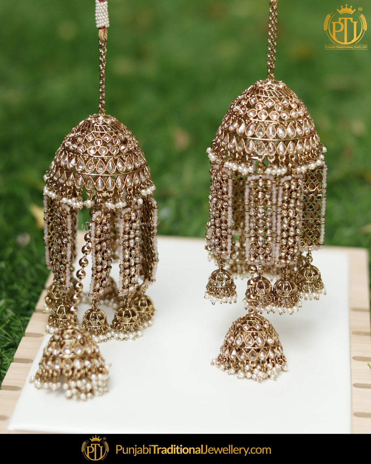 Gold Finished Champagne Stone Baby Pink Bridal Kalira