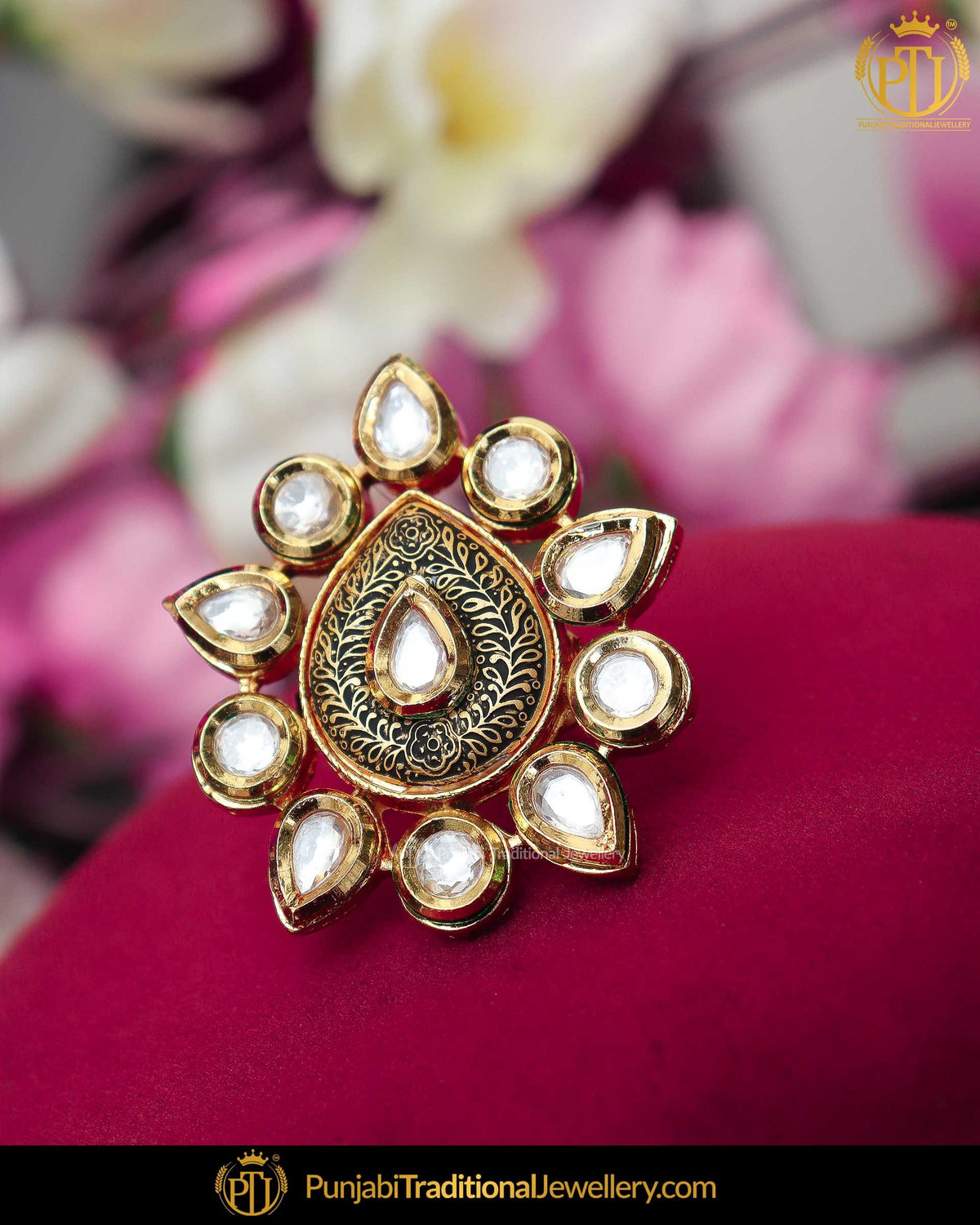 Gold Finished Matt Gold Kundan Ring | Punjabi Traditional Jewellery Exclusive