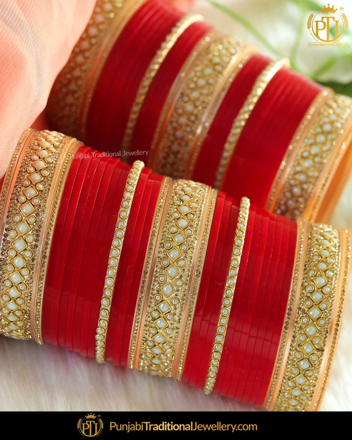 Red Pearl Bridal Chura | Punjabi Traditional Jewellery Exclusive