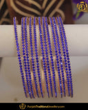 AD Stone Blue Bangles (12 piece) | Punjabi Traditional Jewellery Exclusive
