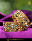 Antique Gold Finished Satrangi Johda bangles Openable Bangles (Pair) | Punjabi Traditional Jewellery Exclusive