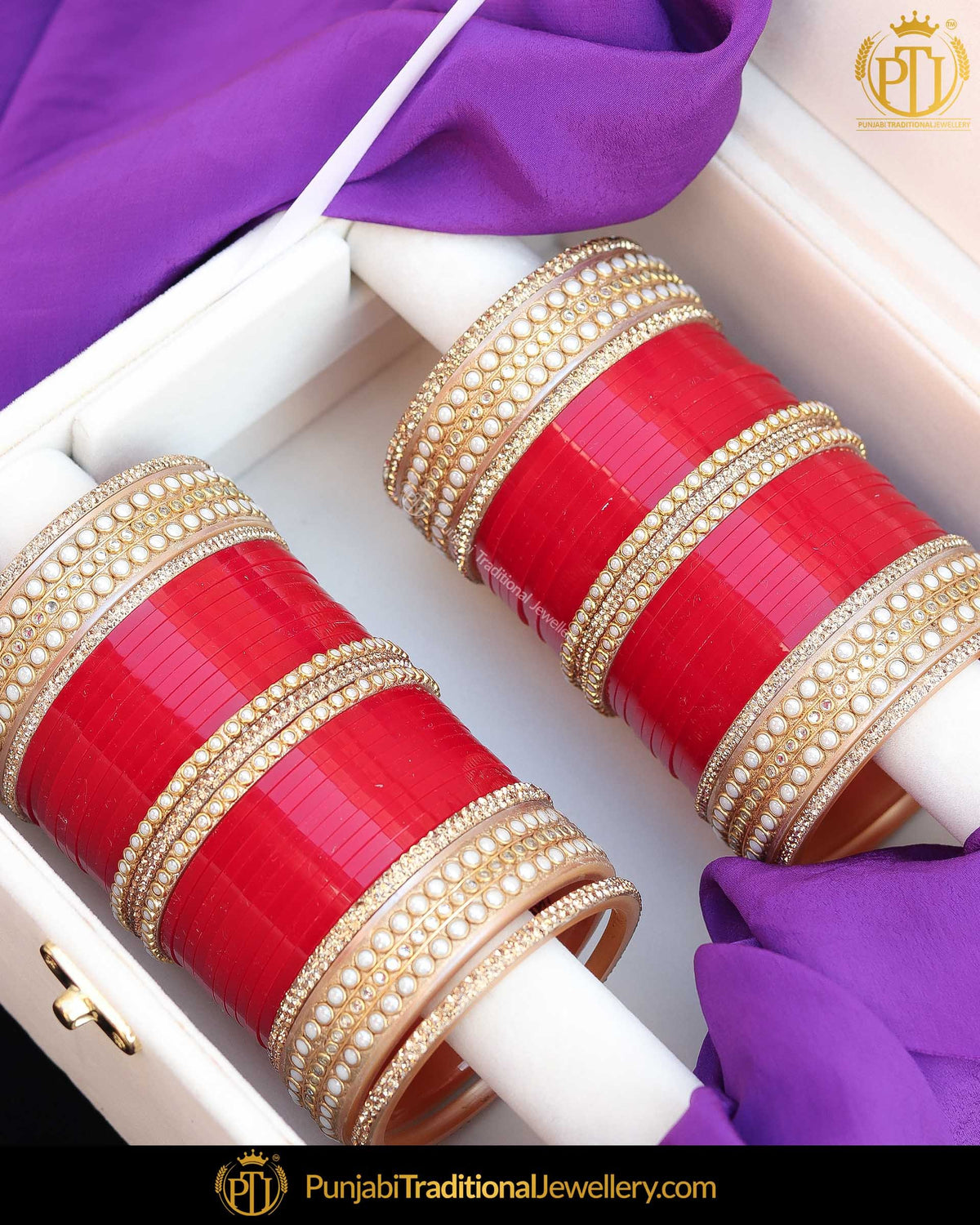 Red Pearl Bridal Chura | Punjabi Traditional Jewellery Exclusive