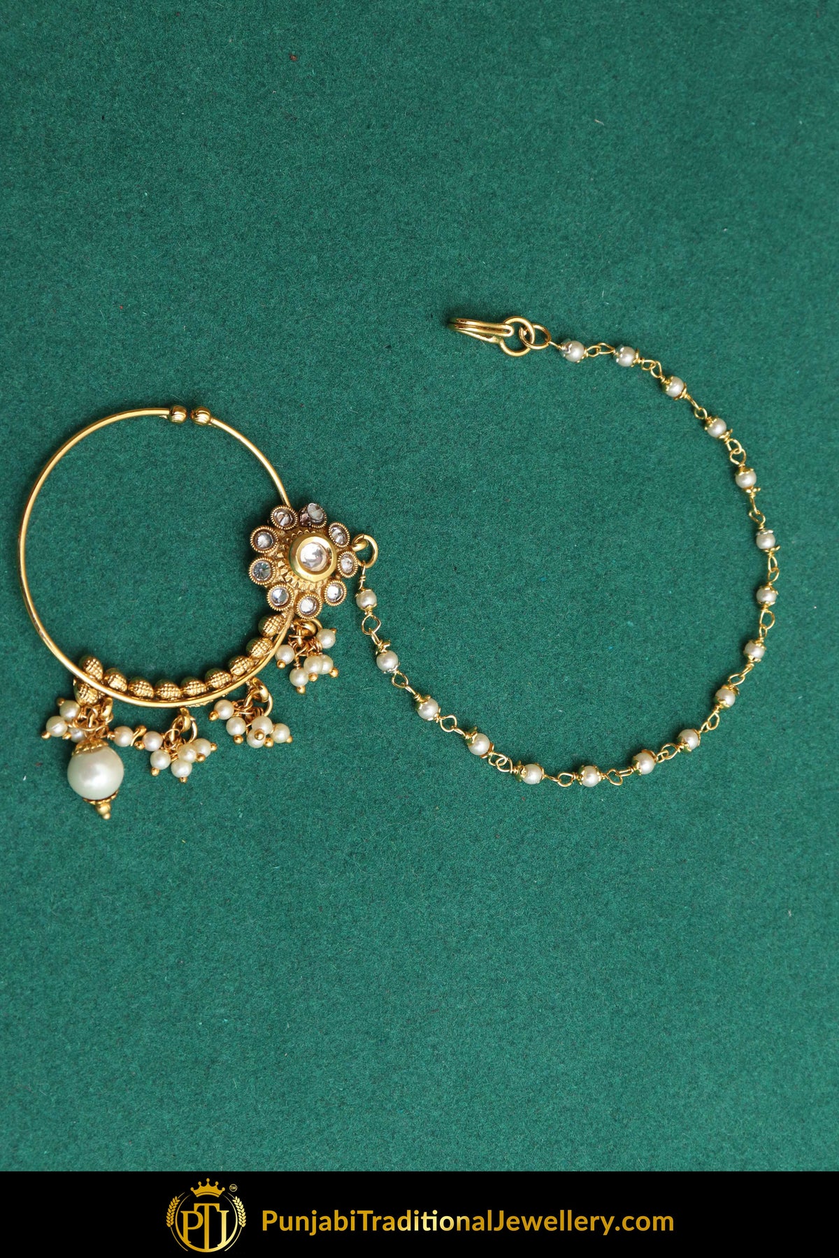 Gold Finished Polki Nath| Punjabi Traditional Jewellery Exclusive