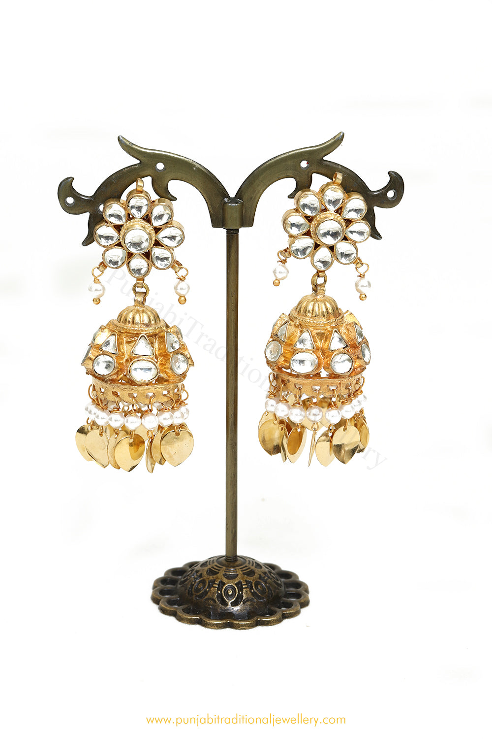 Punjabi Traditional Jewellery - NEW IN! • • • featured:- Gold Finished  Pippal Patti Lottan Earrings • • • Shop our latest collection at our store,  or visit our website today to