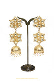 Gold Finished Kundan Jhumki Earrings by PTJ