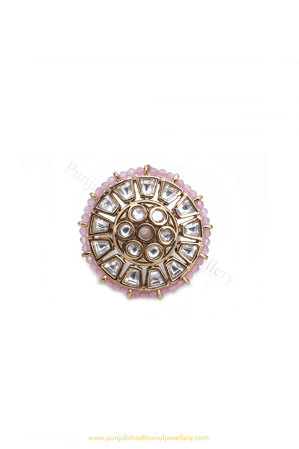 Gold Finished Navratan Kundan Ring By PTJ