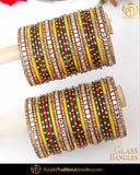 Multi Kundan(For Both Hands) Glass Bangles Set | Punjabi Traditional Jewellery Exclusive
