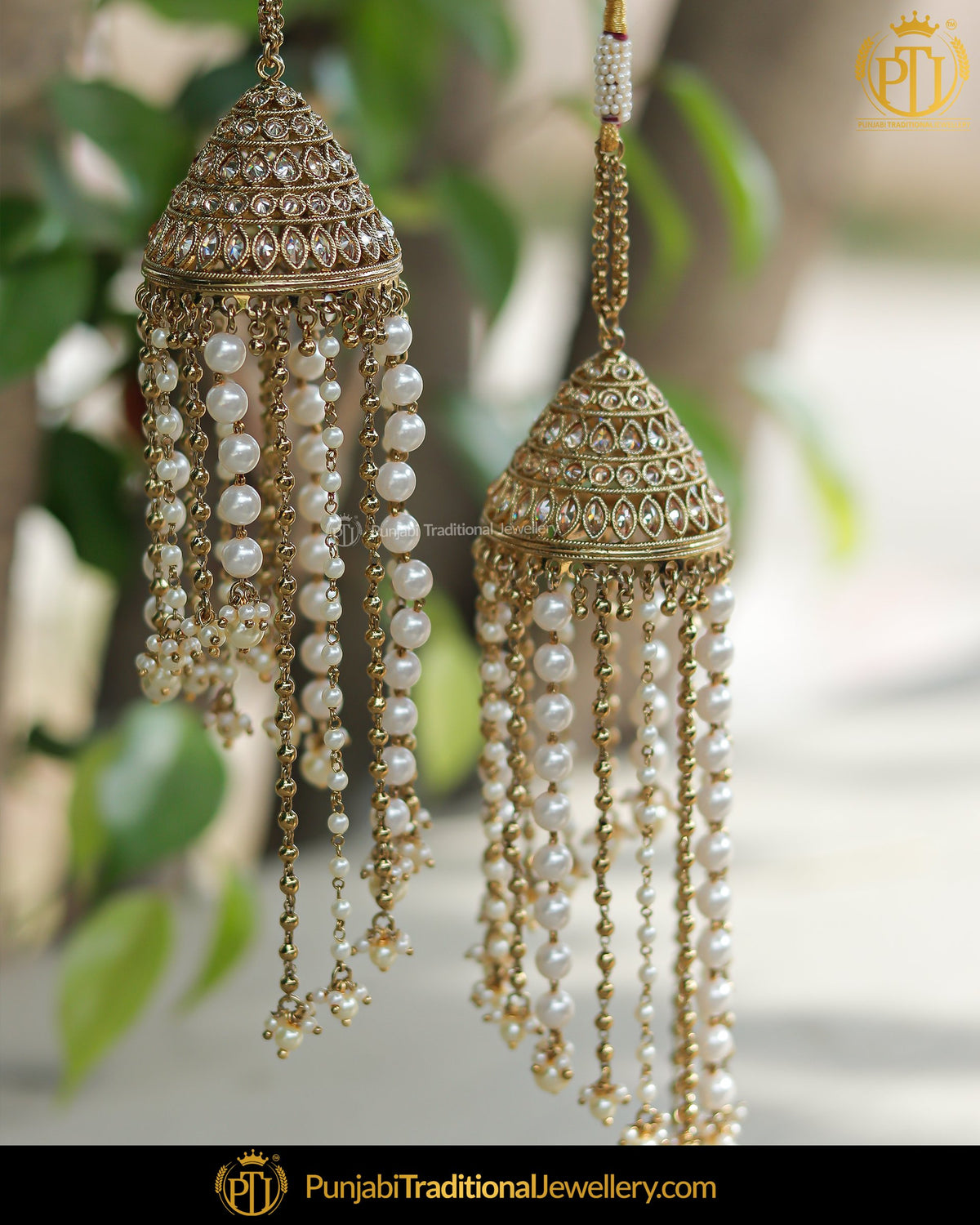 Gold Finished Champagne Stone Pearl Bridal Kalira