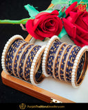 Pearl blue thread Bangles Set (Both Hand Pair) | Punjabi Traditional Jewellery Exclusive