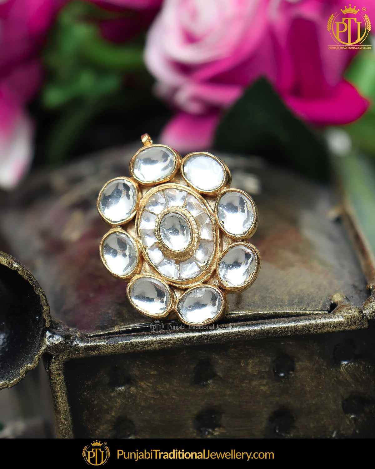 Gold Finished Kundan Ring | Punjabi Traditional Jewellery Exclusive