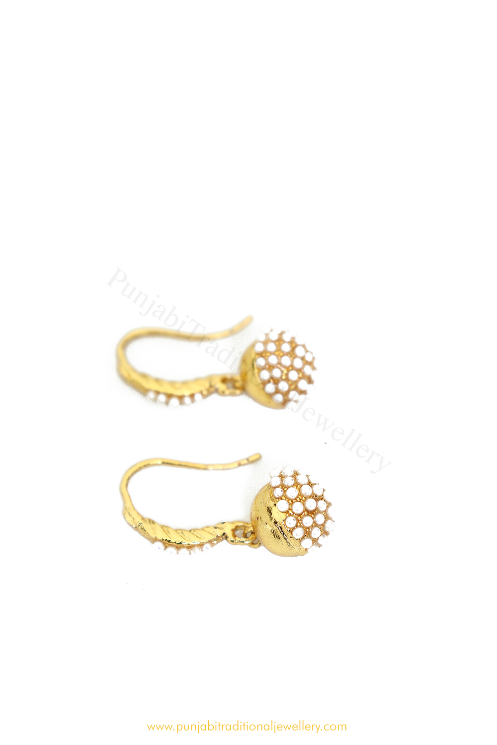 Gold Finished Pearl Bali Earrings By  PTJ
