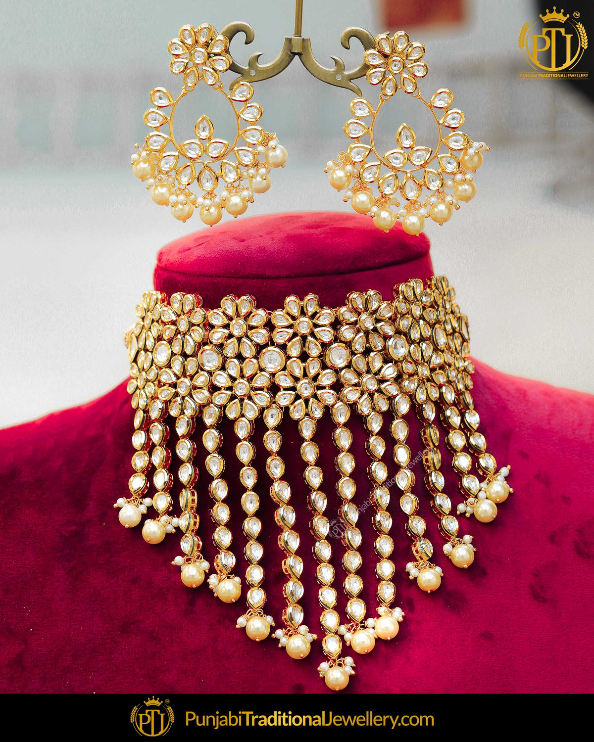 Pearl Kundan Necklace Set | Punjabi Traditional Jewellery Exclusive