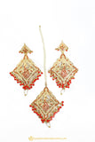 Gold Finished Earrings & Tikka Set by PTJ