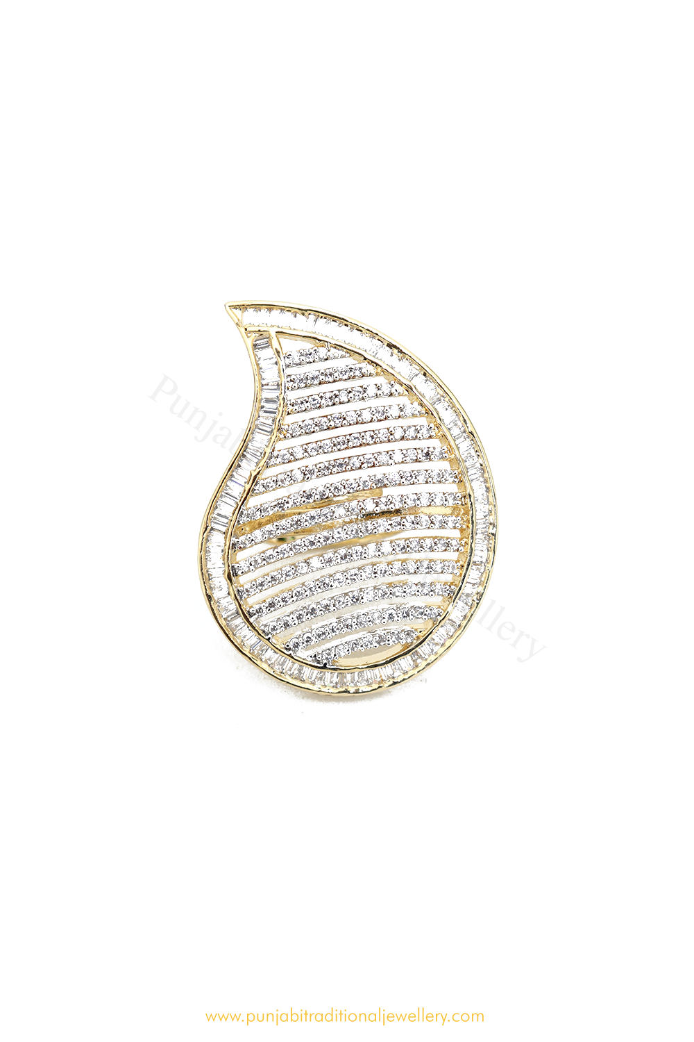 Gold Finished Navratan Kundan Ring By PTJ