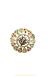 Gold Finished Navratan Jadau Ring By PTJ