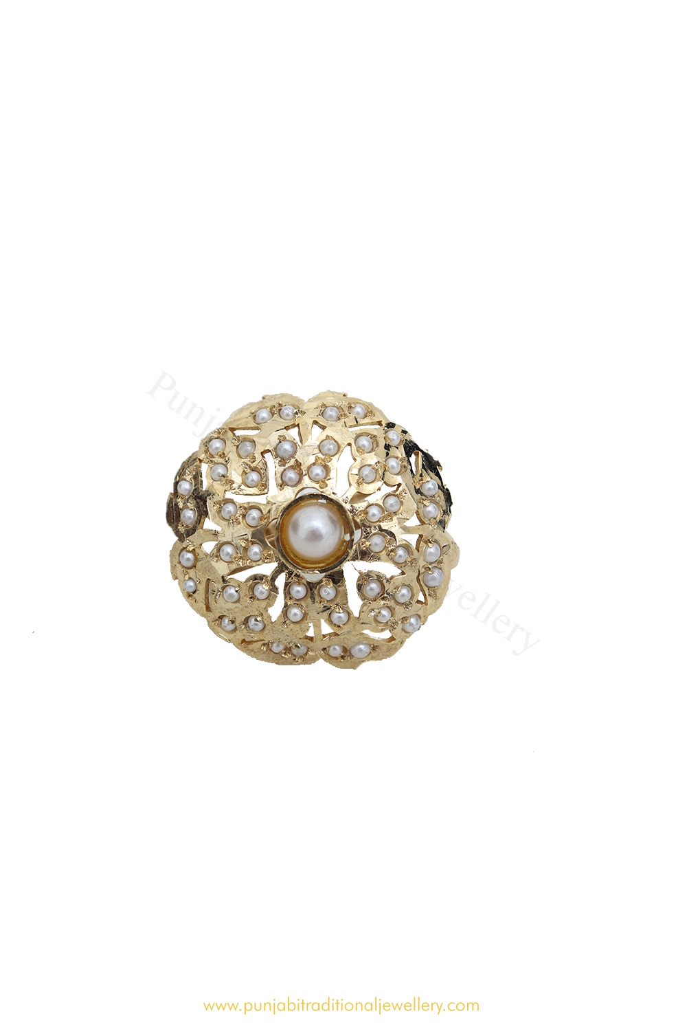 Gold Finished Navratan Kundan Ring By PTJ