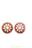 Gold Finished HotPink Kundan Studs By PTJ