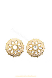 Gold Finished Pink Kundan Studs By PTJ