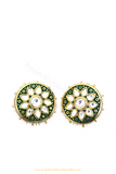 Gold Finished Emerald Kundan Studs By PTJ