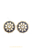 Gold Finished Blue Kundan Studs By PTJ