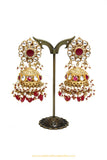 Gold Finished Rubby Kundan Jhumki Earrings by PTJ