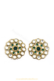 Gold Finished Emerald Kundan Studs By PTJ