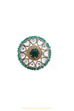 Gold Finished Emerald Kundan Ring By PTJ