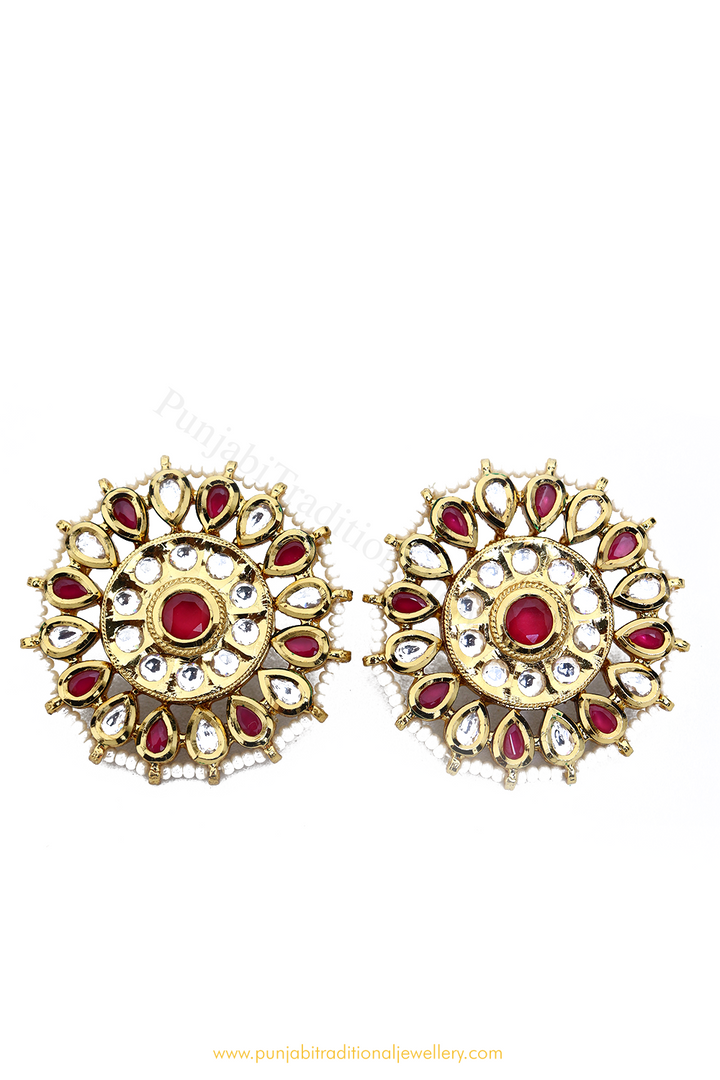 Gold Finished Rubby Kundan Studs By PTJ