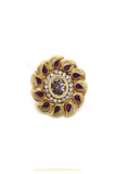 Gold Finished Navratan Kundan Ring By PTJ