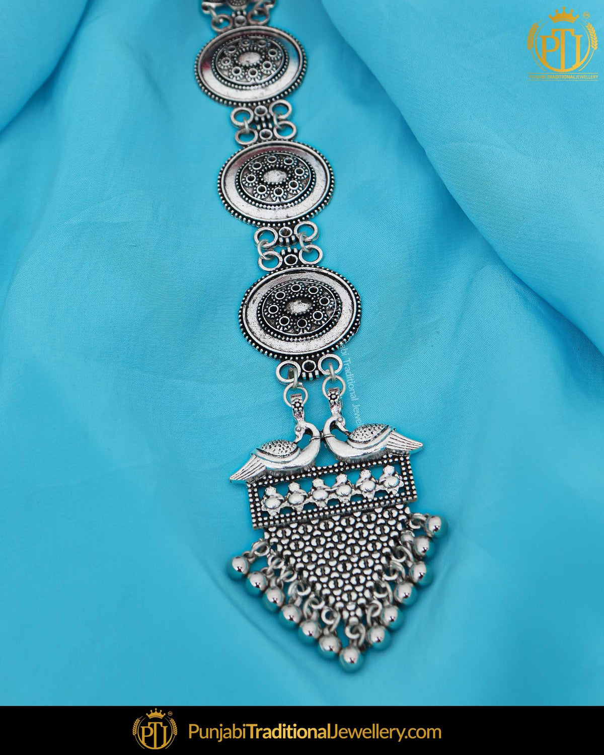 Afghan Silver Finished Oxidised Mirror Tikka | Punjabi Traditional Jewellery Exclusive