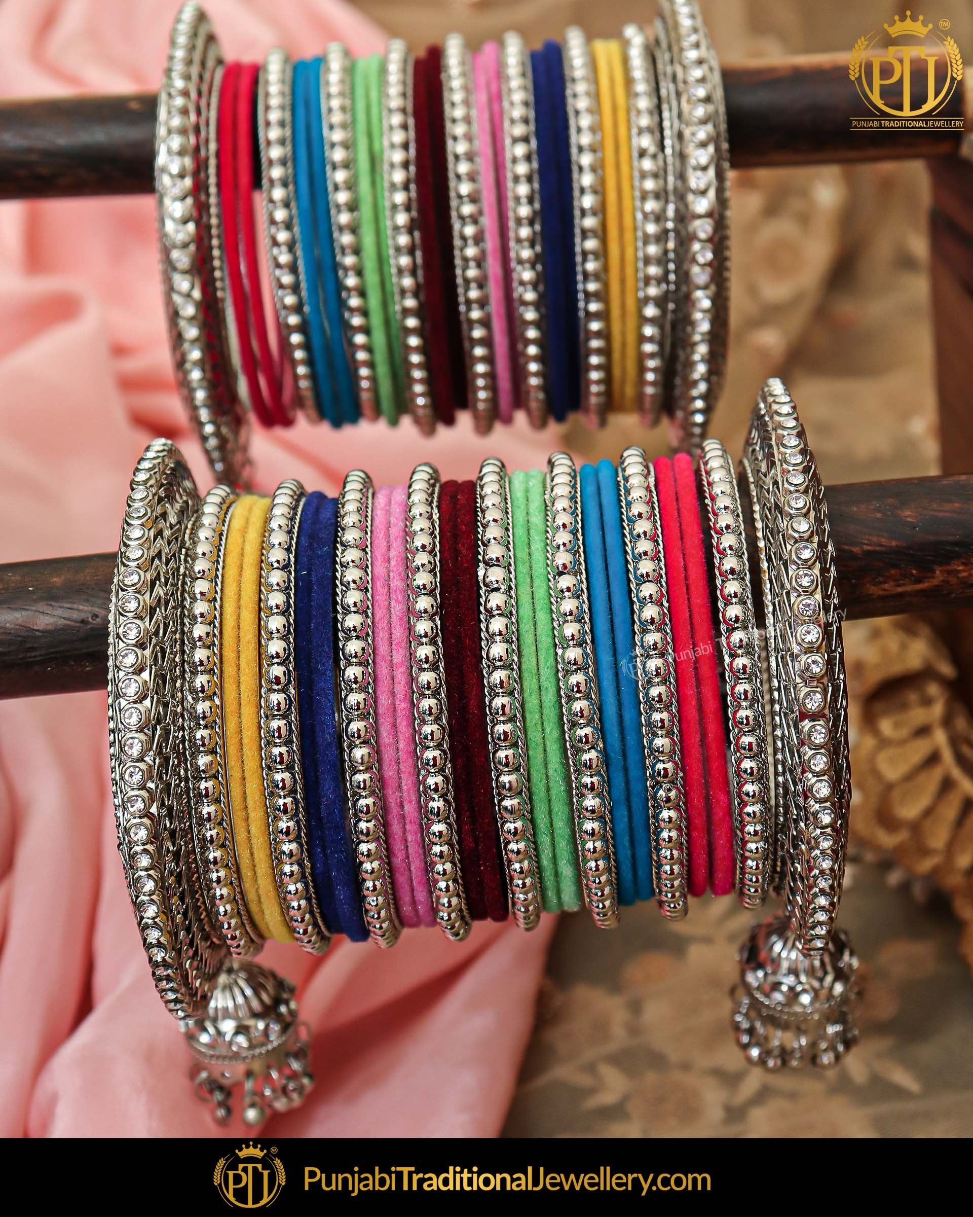 Silver Plated Multi Pearl Bangles Set For Both Hands | Punjabi Traditional Jewellery Exclusive