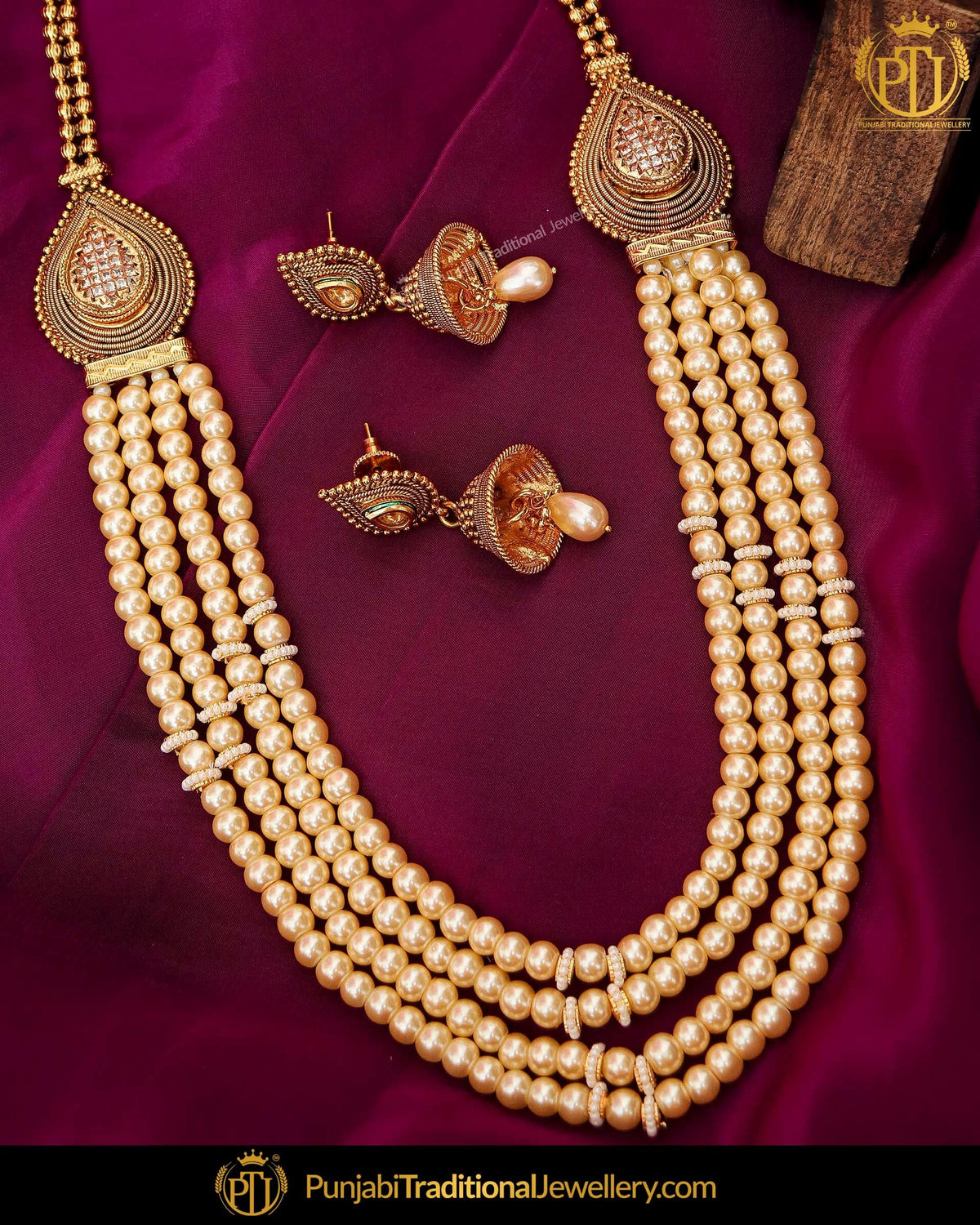 Antique Gold Finished Pearl Johda long Set | Punjabi Traditional Jewellery Exclusive