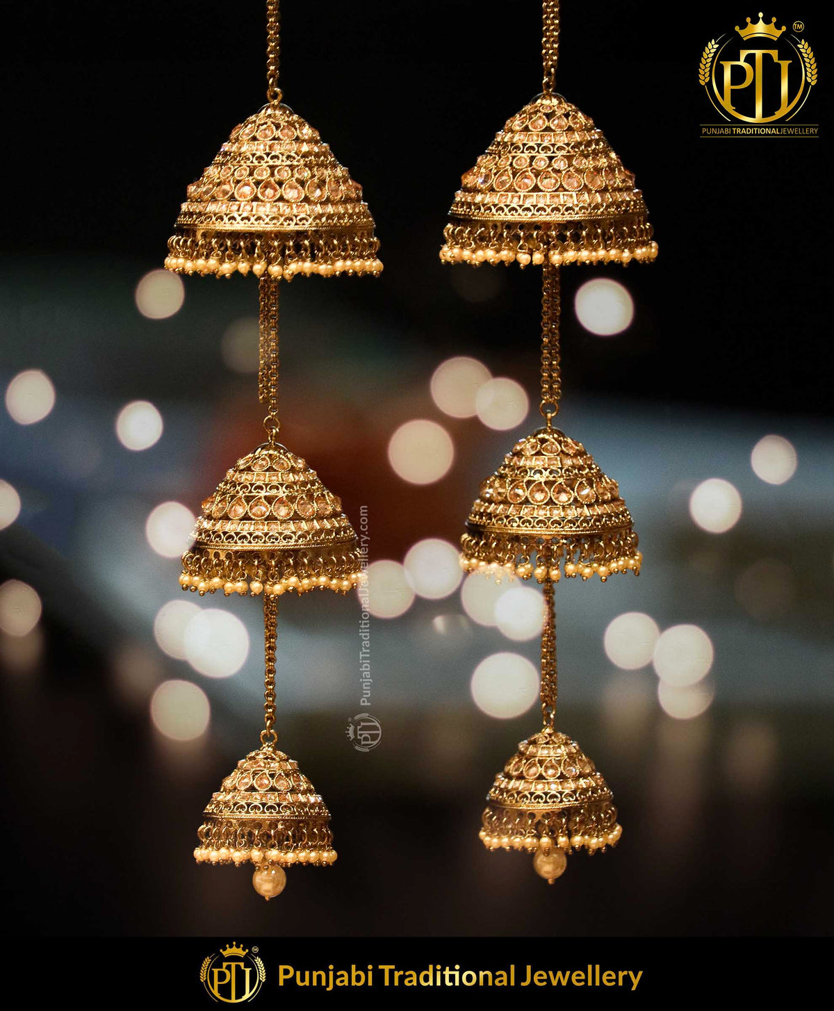 Gold Finished Champagne Stone Bridal Kalira | Punjabi Traditional Jewellery Exclusive