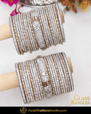 Silver Jerkan (For Both Hands) Glass Bangles Set | Punjabi Traditional Jewellery Exclusive
