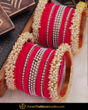 Pink Thread Pearl Bangles Set (Both Hand Pair) | Punjabi Traditional Jewellery Exclusive