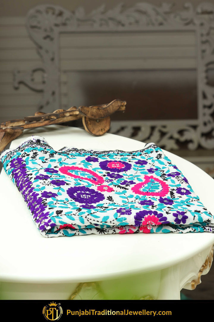 Multi Color Pure Phulkari Dupatta By Punjabi Traditional Jewellery