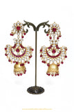 Gold Finished Rubby Kundan Earrings by PTJ