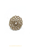 Gold Finished Navratan Kundan Ring By PTJ