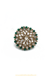 Antique Gold Finished Emerald Champagne Stone Ring By PTJ