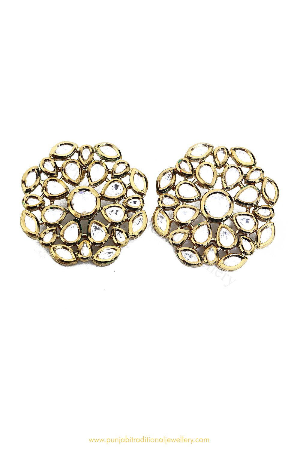 Gold Finished Kundan Studs By PTJ