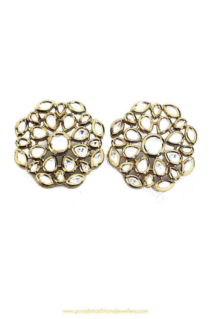 Gold Finished Kundan Studs By PTJ